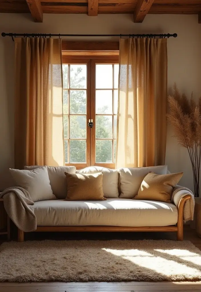 25 Living Room Curtain Ideas That Instantly Elevate Your Space - 16. Rustic Jute Curtains