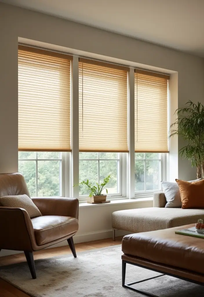 25 Living Room Curtain Ideas That Instantly Elevate Your Space - 19. Natural Fiber Roller Shades