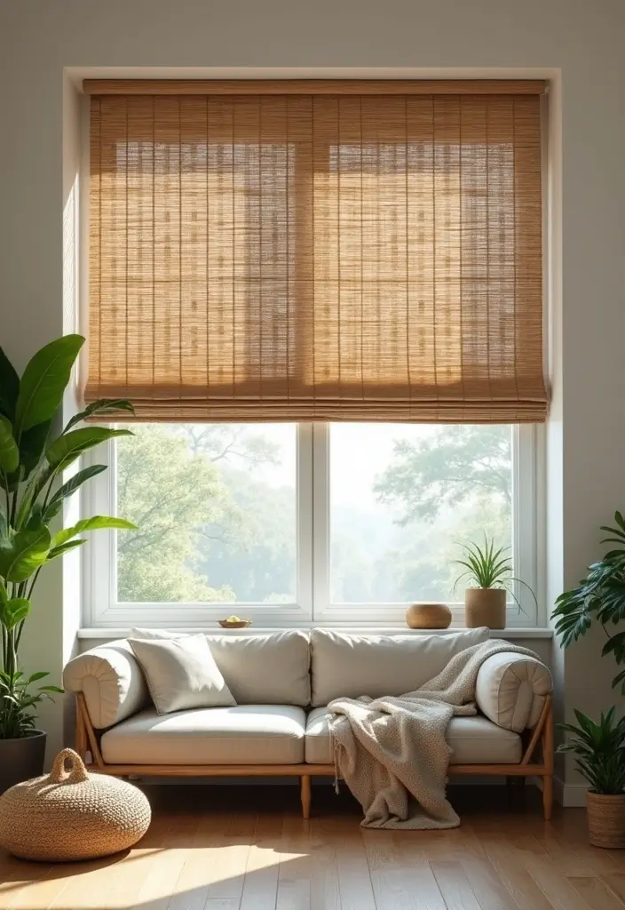 25 Living Room Curtain Ideas That Instantly Elevate Your Space - 3. Bamboo Shades