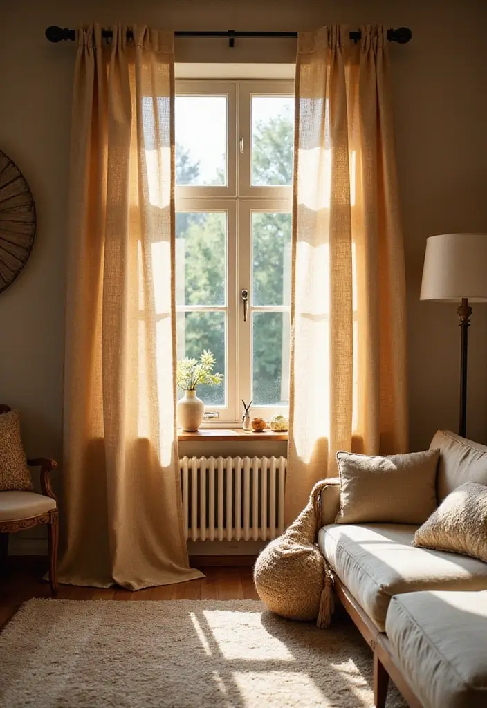 25 Living Room Curtain Ideas That Instantly Elevate Your Space - 5. Hemp Fabric Curtains