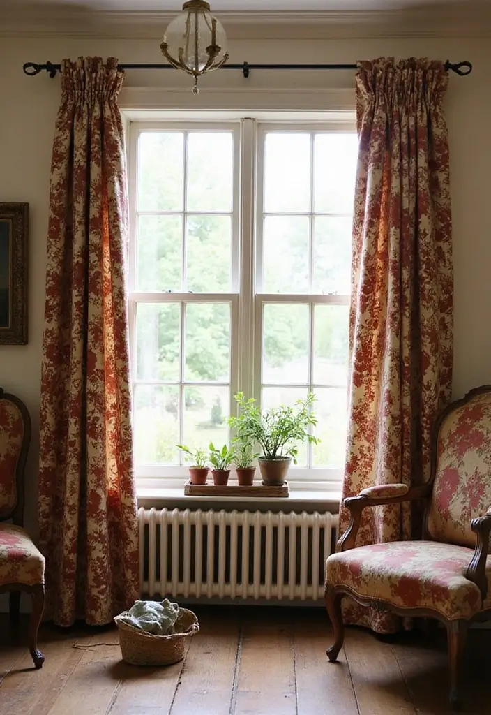 25 Living Room Curtain Ideas That Instantly Elevate Your Space - 8. Vintage Fabric Repurposed Curtains