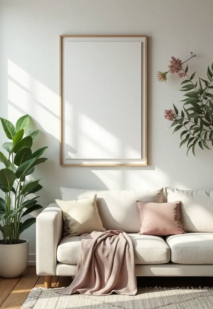 27 Canvas Picture Wall Ideas for Your Eclectic Living Room That Tell a Story - 11. Nature Inspired: Organic Elements