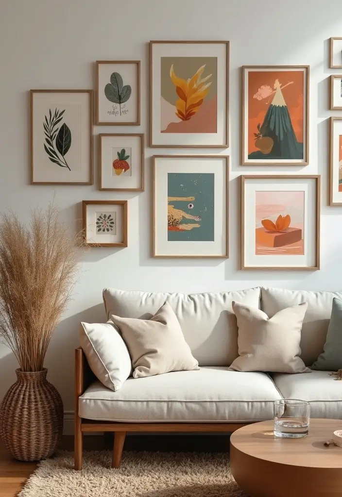 27 Canvas Picture Wall Ideas for Your Eclectic Living Room That Tell a Story - 14. Personal Artwork: Celebrate Your Creativity