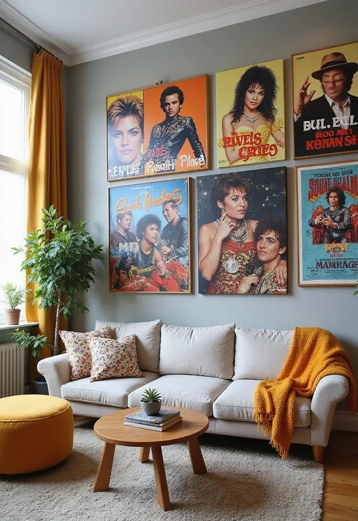 27 Canvas Picture Wall Ideas for Your Eclectic Living Room That Tell a Story - 16. Pop Culture: Icons on Canvas