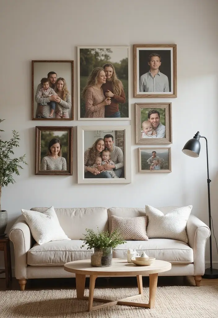 27 Canvas Picture Wall Ideas for Your Eclectic Living Room That Tell a Story - 8. Family Portraits: A Personal Touch