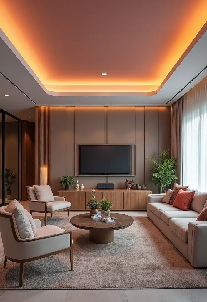 27 Ceiling Ideas Living Room That Feel Bright and Stylish - 15. Radiant Ceiling Paints