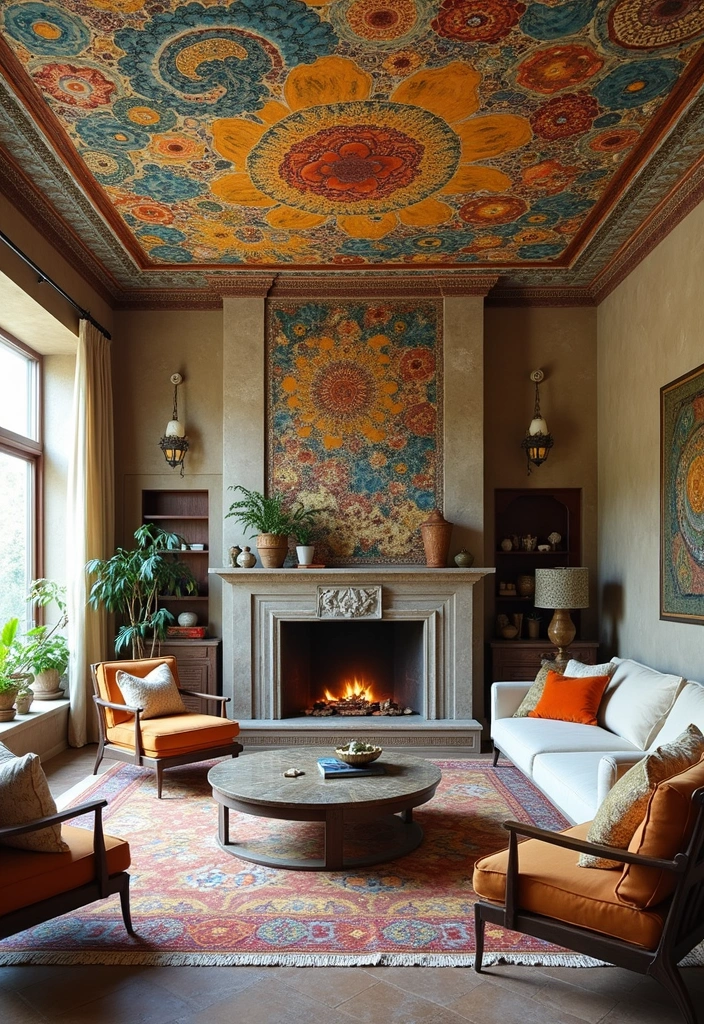 27 Ceiling Ideas Living Room That Feel Bright and Stylish - 16. Mosaic Ceiling Designs