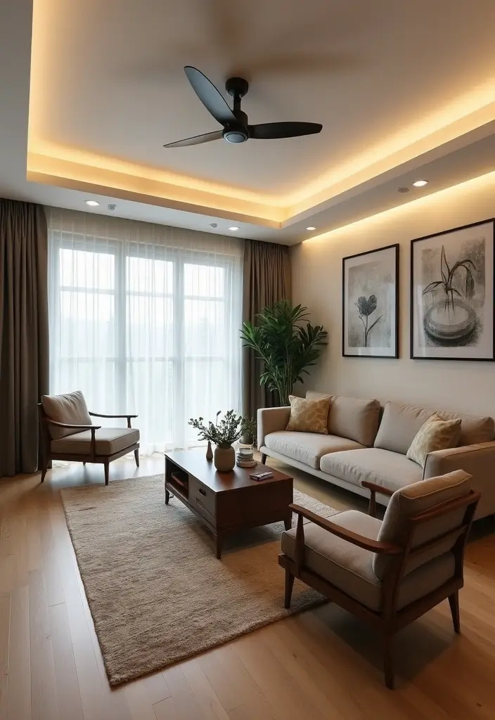 27 Ceiling Ideas Living Room That Feel Bright and Stylish - 23. Eco-Friendly Lighting Solutions