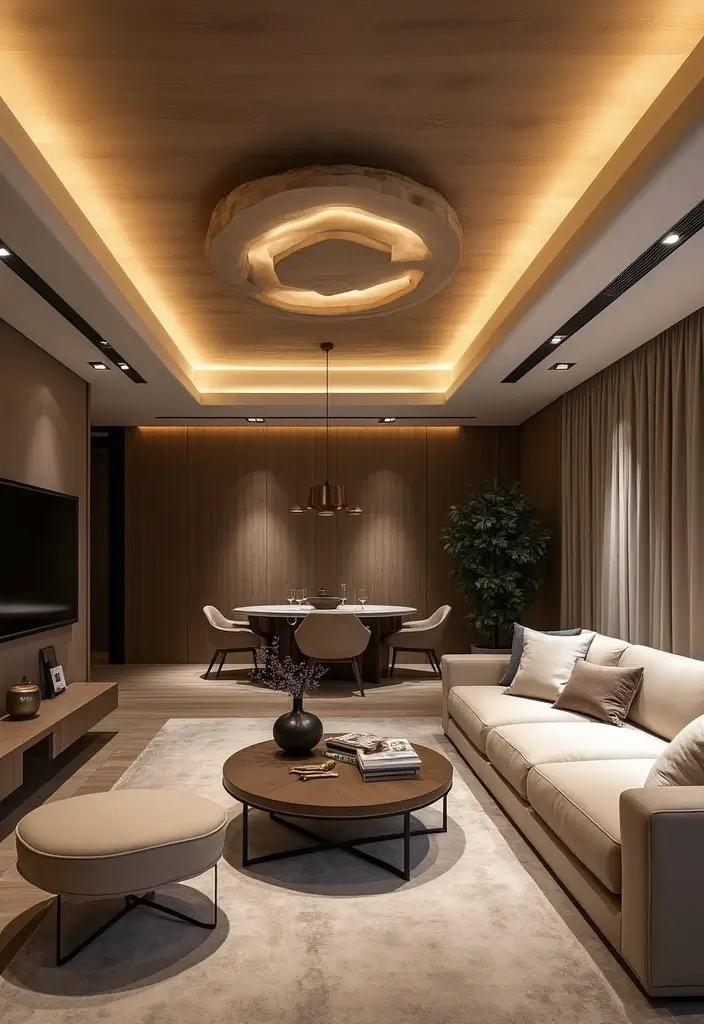 27 Ceiling Ideas Living Room That Feel Bright and Stylish - 27. Layered Ceilings