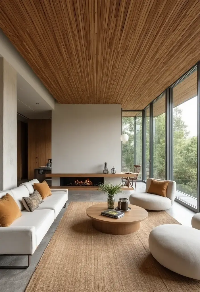 27 Ceiling Ideas Living Room That Feel Bright and Stylish - 3. Eco-Friendly Bamboo Panels