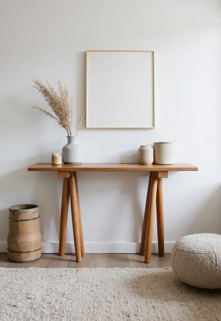 27 Console Table in Living Room Ideas That Add Function and Style - 12. Statement Legs