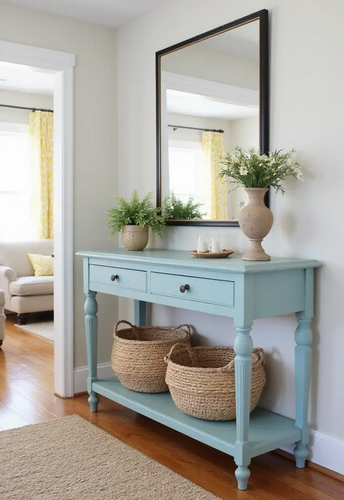 27 Console Table in Living Room Ideas That Add Function and Style - 26. Chalk Paint DIY