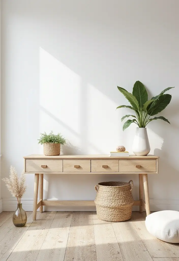 27 Console Table in Living Room Ideas That Add Function and Style - 9. Scandinavian Simplicity