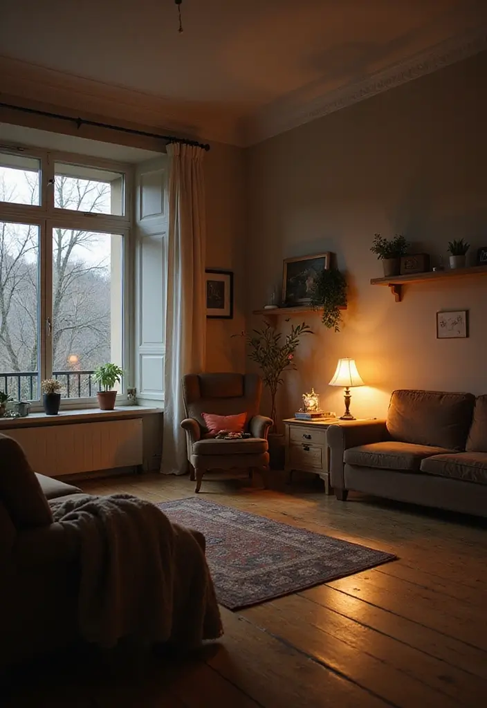 27 Forest Themed Living Room Ideas That Bring Nature Inside - 16. Soft, Ambient Music