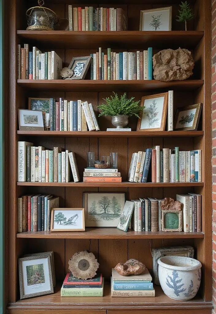 27 Forest Themed Living Room Ideas That Bring Nature Inside - 22. Forest-themed Bookshelves