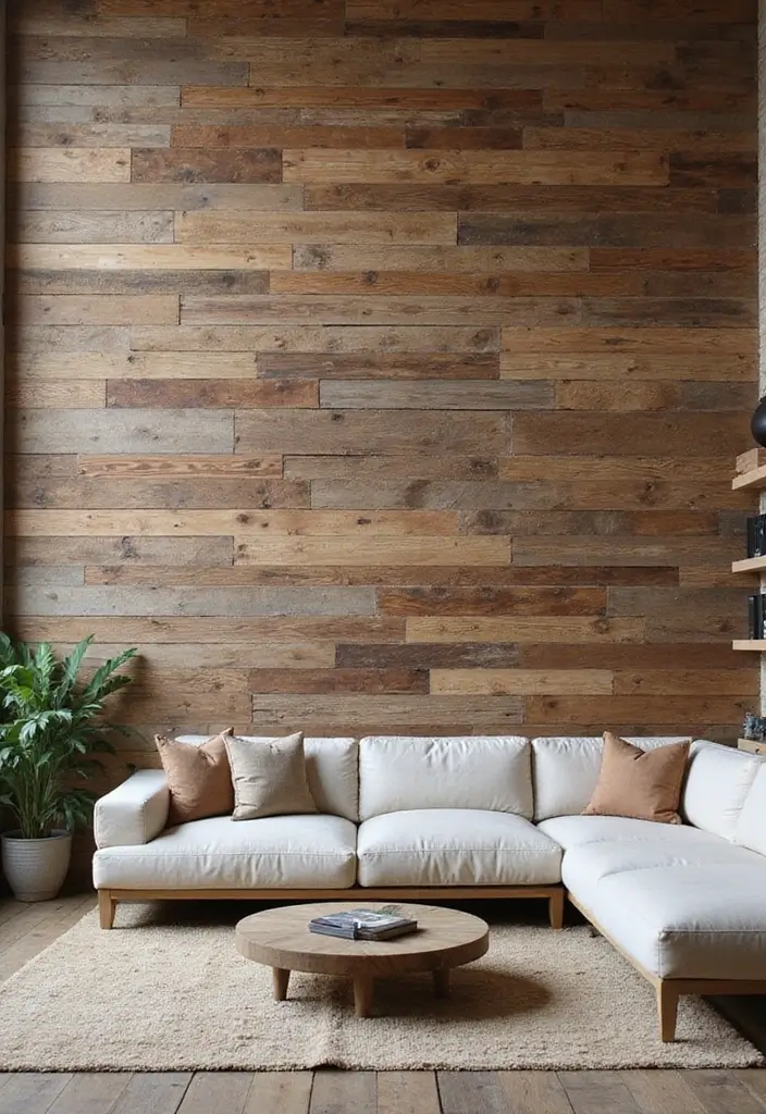 27 Forest Themed Living Room Ideas That Bring Nature Inside - 24. Textured Wall Panels