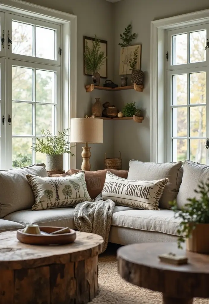 27 Forest Themed Living Room Ideas That Bring Nature Inside - 25. Outdoor-Inspired Accessories