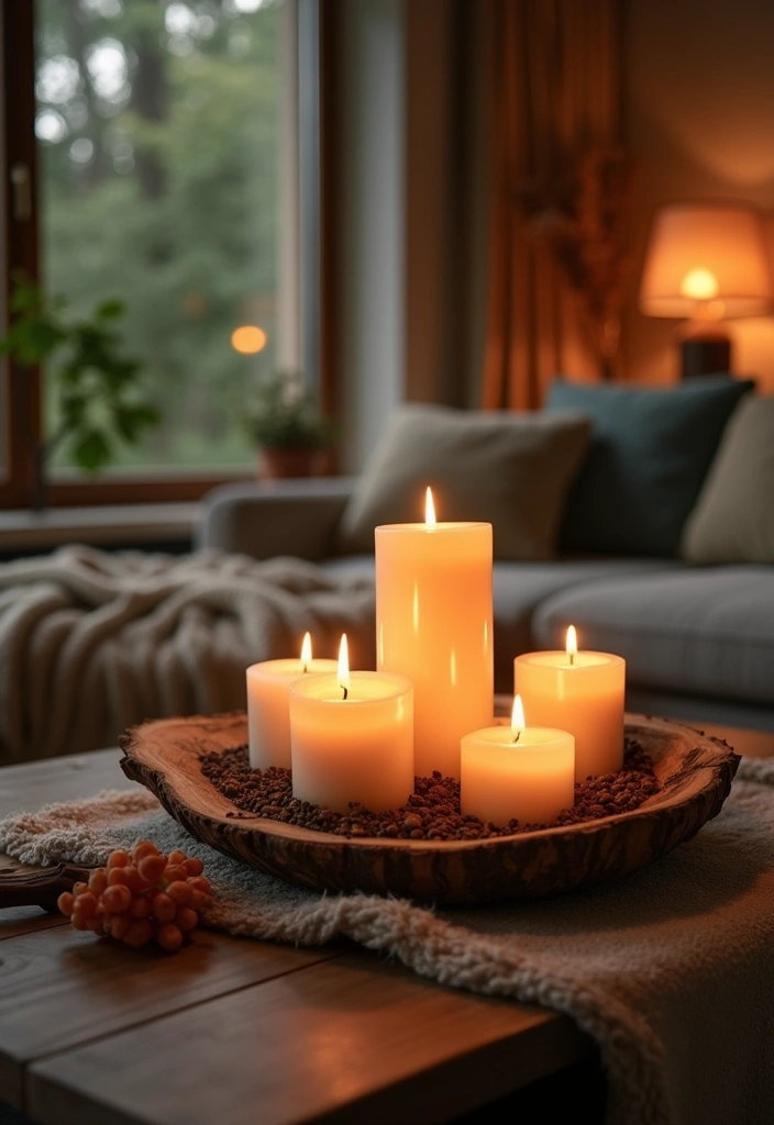 27 Forest Themed Living Room Ideas That Bring Nature Inside - 27. Forest Scents with Candles