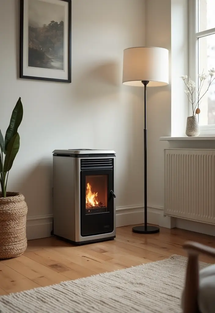27 Gas Heaters Living Room Ideas That Add Warmth and Comfort - 17. Compact Gas Heater for Small Spaces
