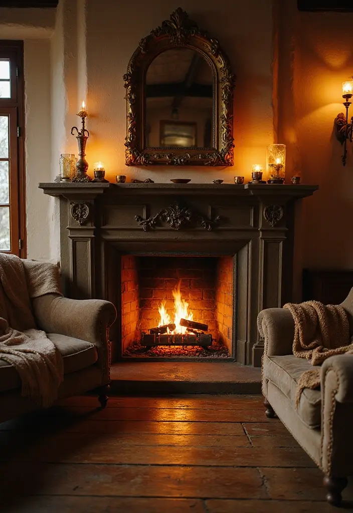 27 Gas Heaters Living Room Ideas That Add Warmth and Comfort - 2. Vintage-Inspired Gas Fireplace