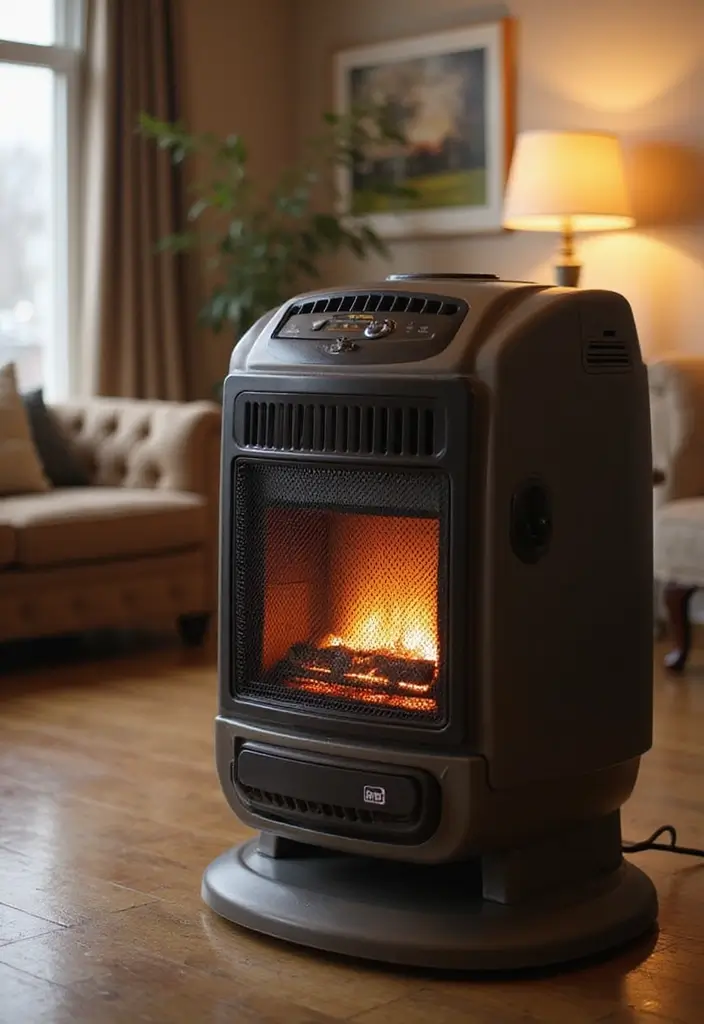 27 Gas Heaters Living Room Ideas That Add Warmth and Comfort - 24. Gas Heater with Adjustable Flame Settings