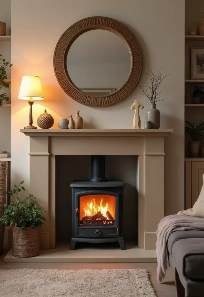 27 Gas Heaters Living Room Ideas That Add Warmth and Comfort - 4. Minimalist Gas Heater with Decorative Mantle