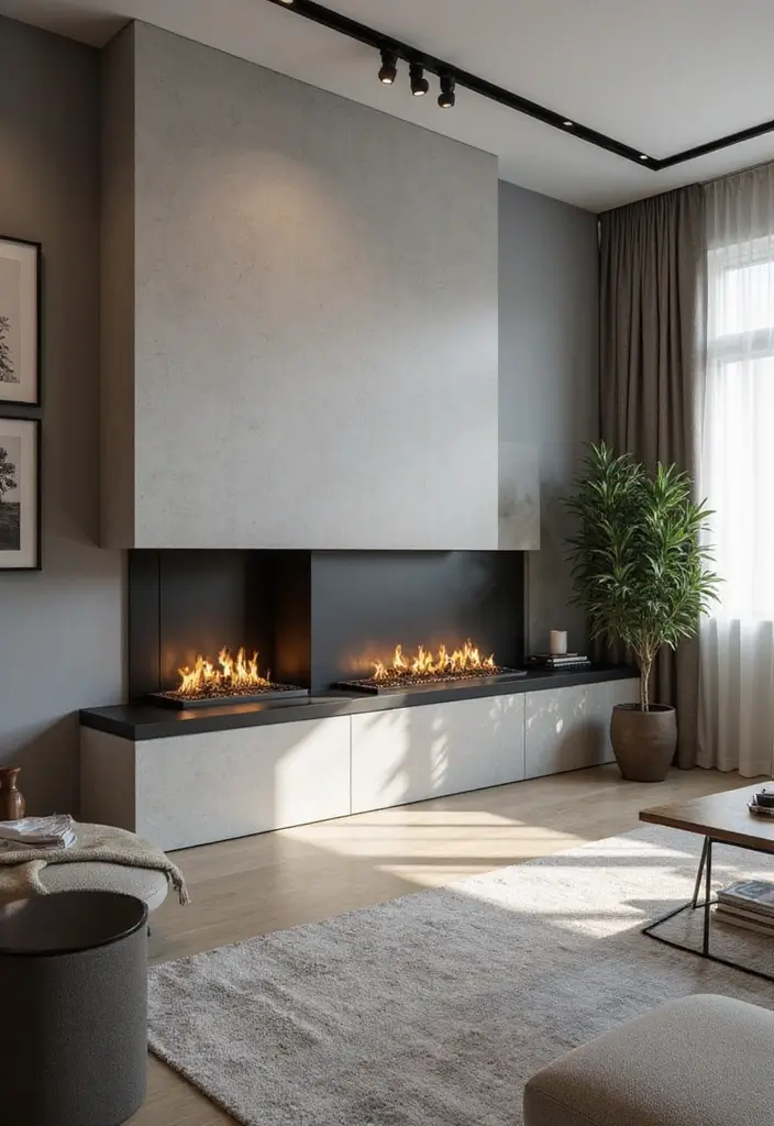 27 Gas Heaters Living Room Ideas That Add Warmth and Comfort - 6. Built-in Gas Heater with Smart Technology