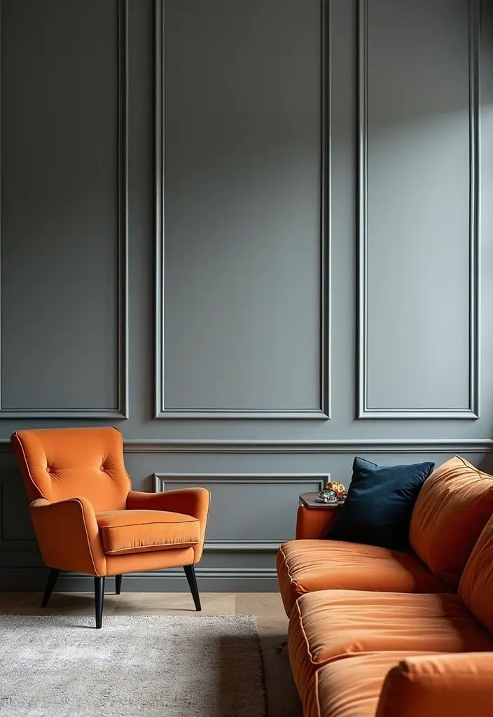 27 Grey Panelling Living Room Ideas That Add Depth and Texture - 12. Accent Furniture