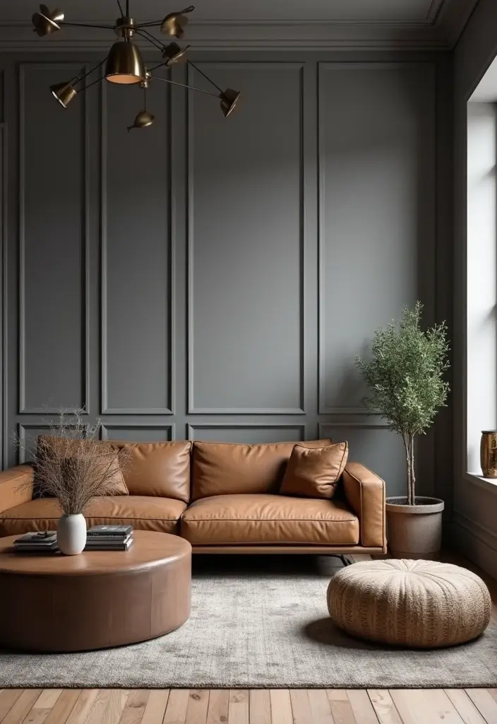 27 Grey Panelling Living Room Ideas That Add Depth and Texture - 17. Mixed Materials