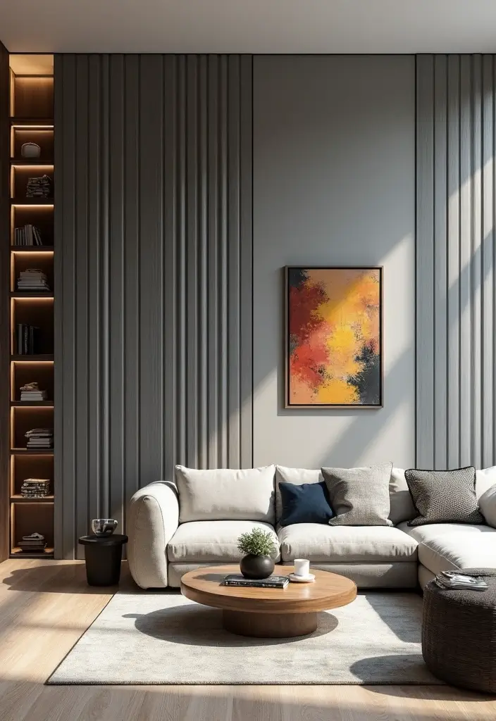27 Grey Panelling Living Room Ideas That Add Depth and Texture - 2. Vertical Paneling