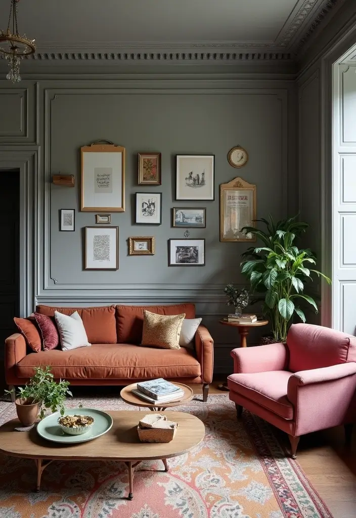 27 Grey Panelling Living Room Ideas That Add Depth and Texture - 5. Eclectic Mix