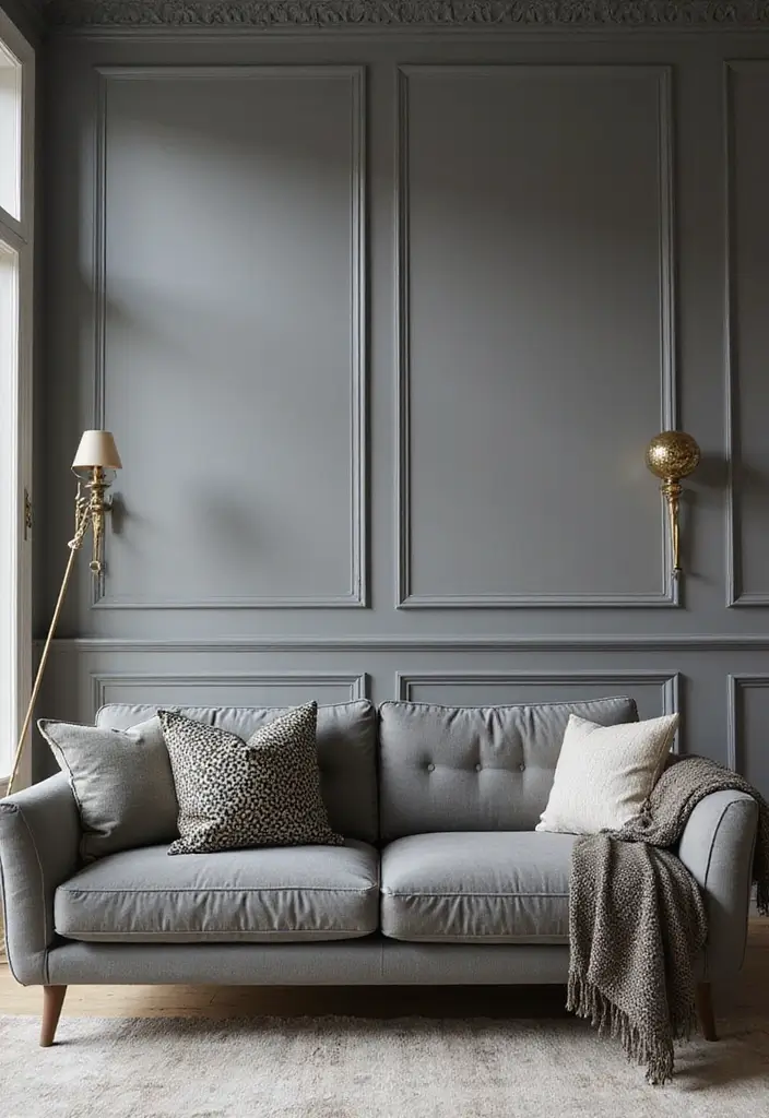 27 Grey Panelling Living Room Ideas That Add Depth and Texture - 7. Monochromatic Magic