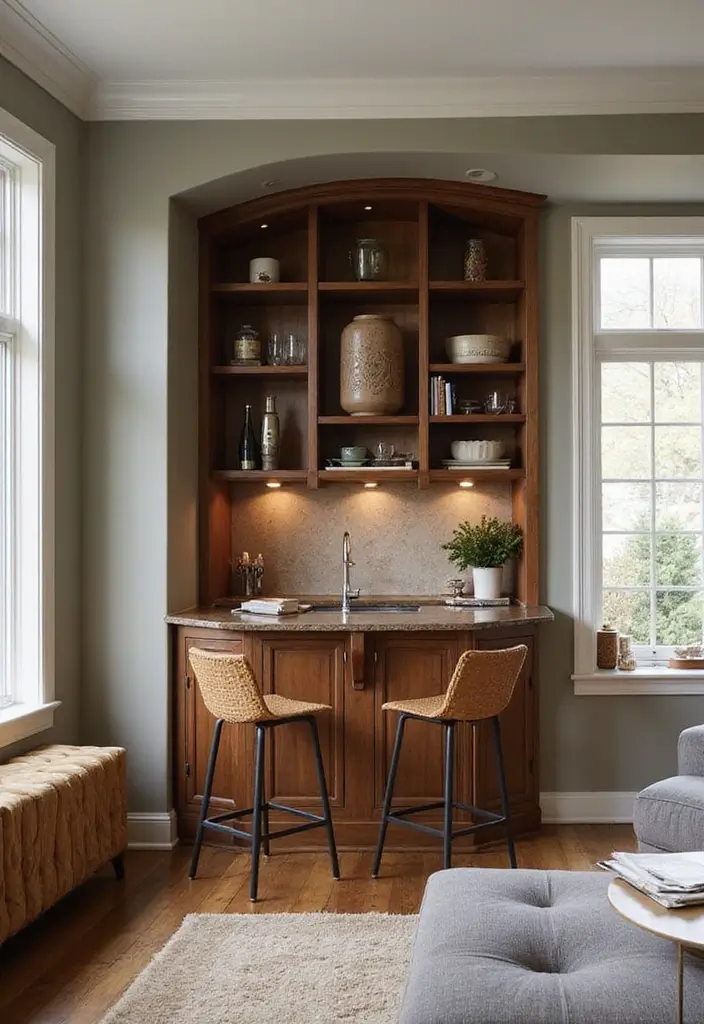 27 Half Wall Paneling Ideas Living Room That Add Depth and Texture - 11. Half Wall Bar Nook