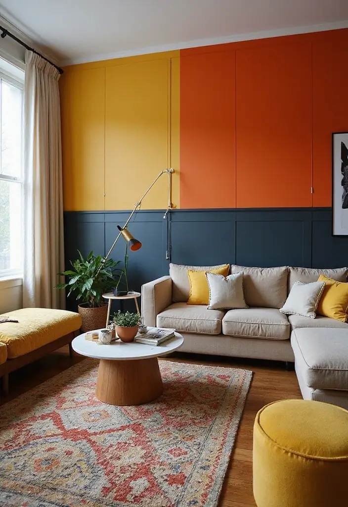 27 Half Wall Paneling Ideas Living Room That Add Depth and Texture - 25. Accent Colors