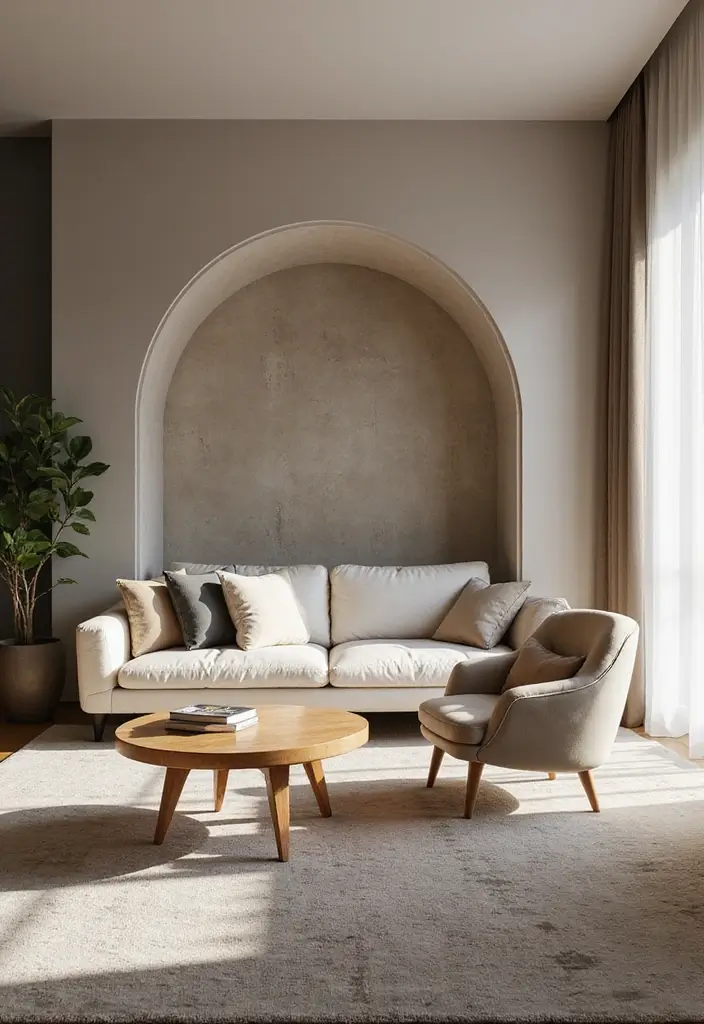 27 Half Wall Paneling Ideas Living Room That Add Depth and Texture - 27. Curved Designs