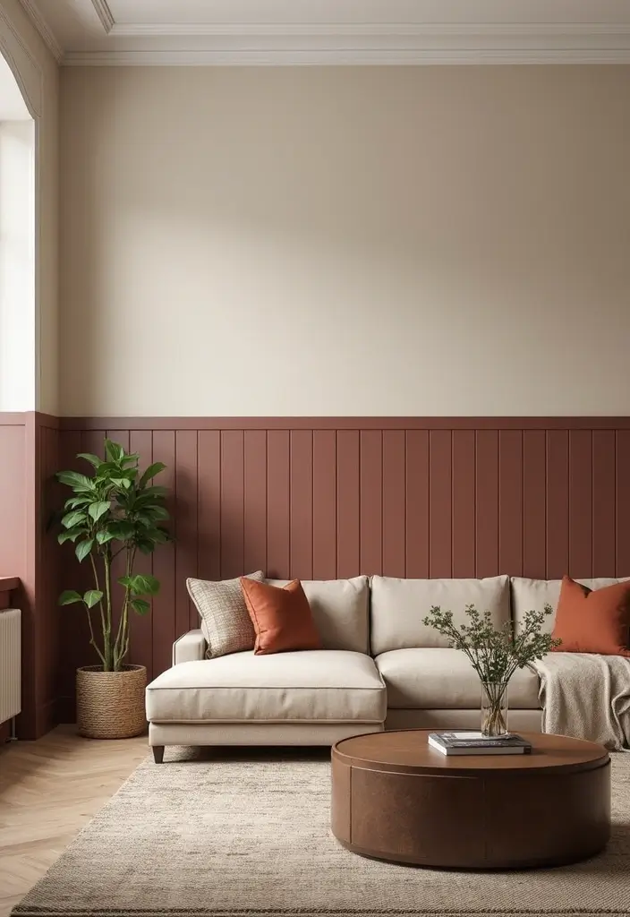 27 Half Wall Paneling Ideas Living Room That Add Depth and Texture - 3. Two-Tone Beauty