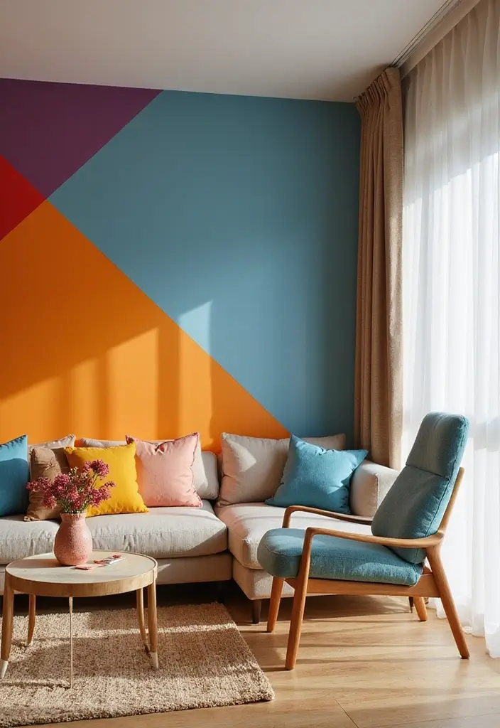 27 Half Wall Paneling Ideas Living Room That Add Depth and Texture - 7. Bold Geometric Patterns