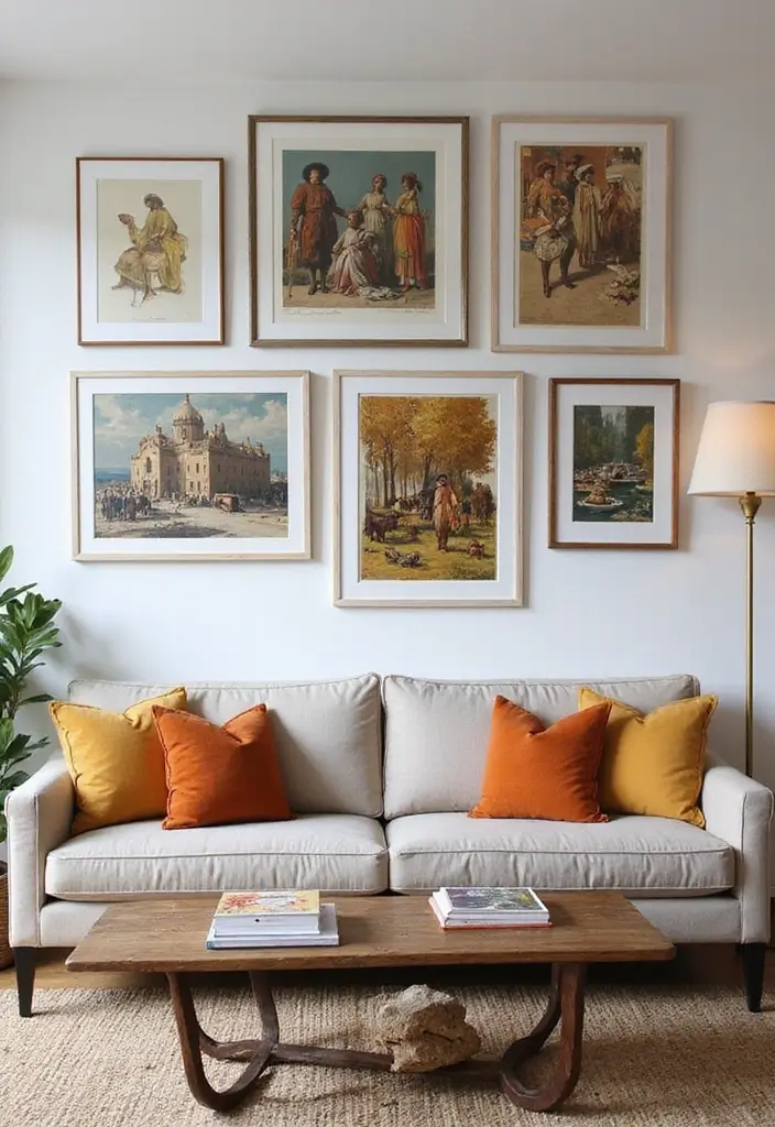 27 Living Room Art Above Couch Ideas That Look Balanced and Elegant - 23. Art Inspired by Local Artists