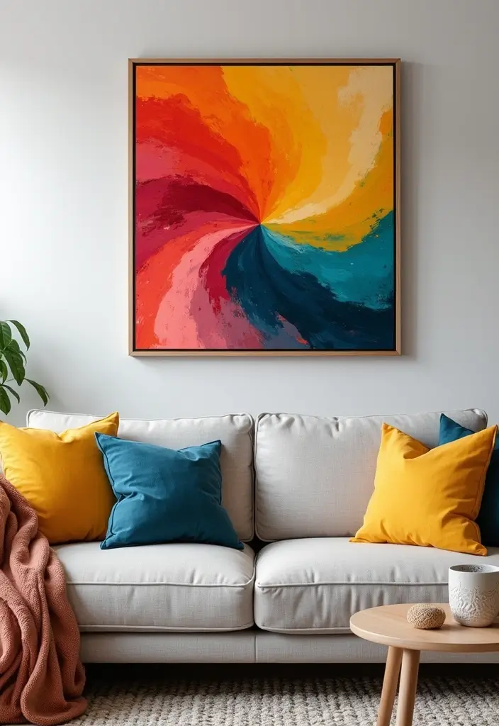 27 Living Room Art Above Couch Ideas That Look Balanced and Elegant - 24. Art with Movement