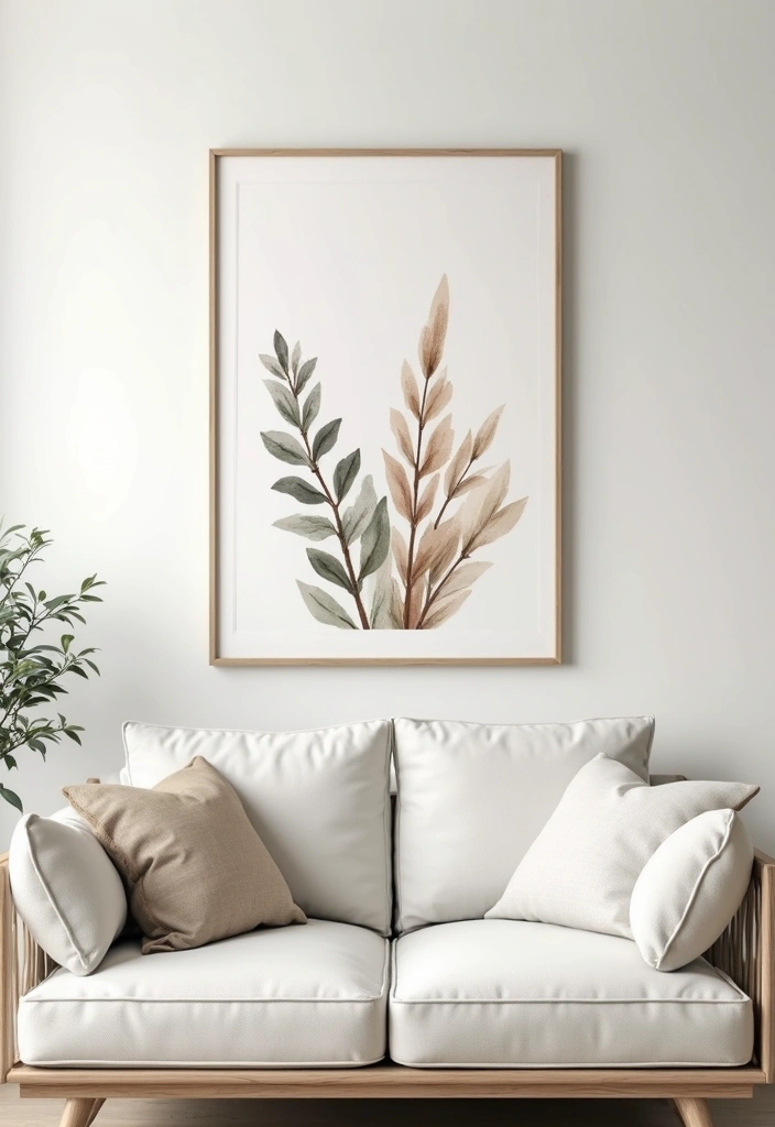 27 Living Room Art Above Couch Ideas That Look Balanced and Elegant - 3. Nature-Inspired Prints