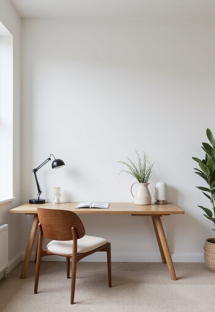 27 Living Room Showcase Ideas That Highlight Your Decor Beautifully - 21. Minimalist Home Office Corner