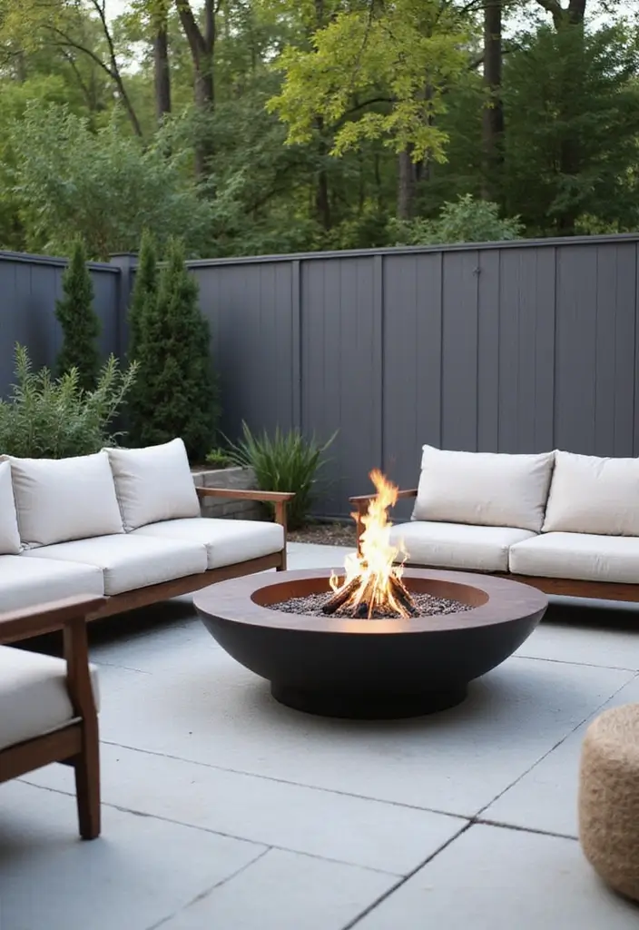 27 Living Room Showcase Ideas That Highlight Your Decor Beautifully - 26. Minimalist Fire Pits