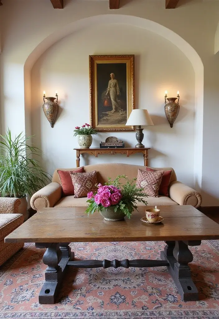 27 Mediterranean Living Room Ideas That Feel Bright and Breezy - 11. Vintage Accents