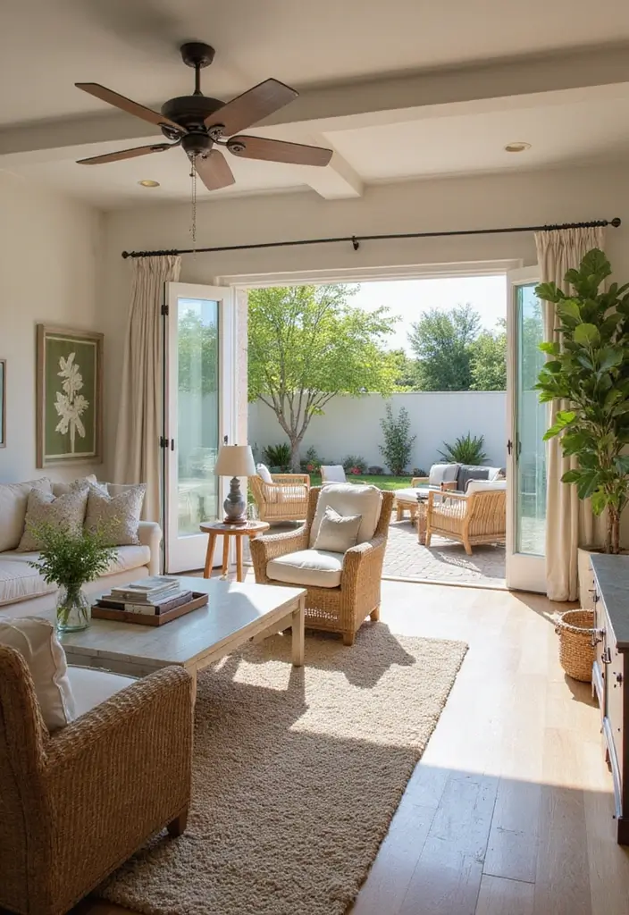 27 Mediterranean Living Room Ideas That Feel Bright and Breezy - 26. Seamless Indoor-Outdoor Transition