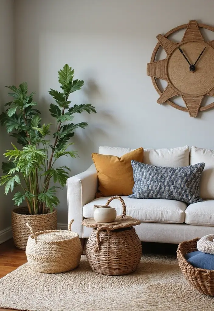 27 Navy and Tan Living Room Ideas That Feel Classic and Warm - 11. Incorporating Natural Elements