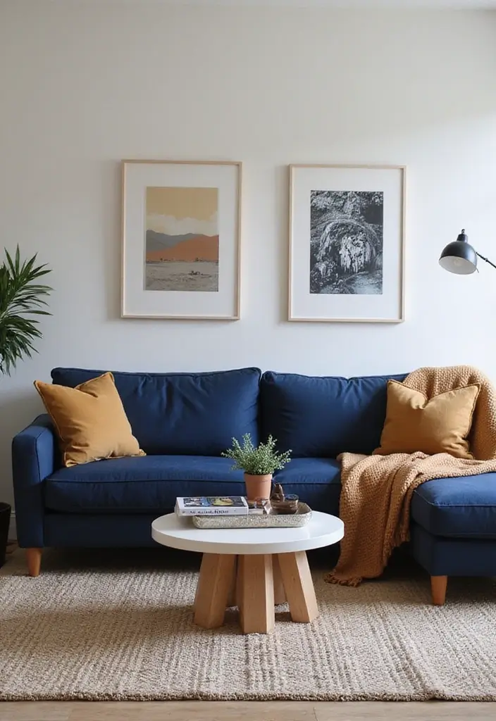 27 Navy and Tan Living Room Ideas That Feel Classic and Warm - 26. Color Coordinated Accessories