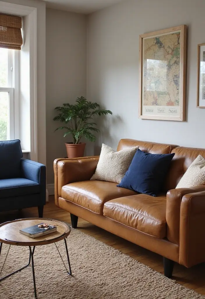 27 Navy and Tan Living Room Ideas That Feel Classic and Warm - 3. Furniture Styling in Tan