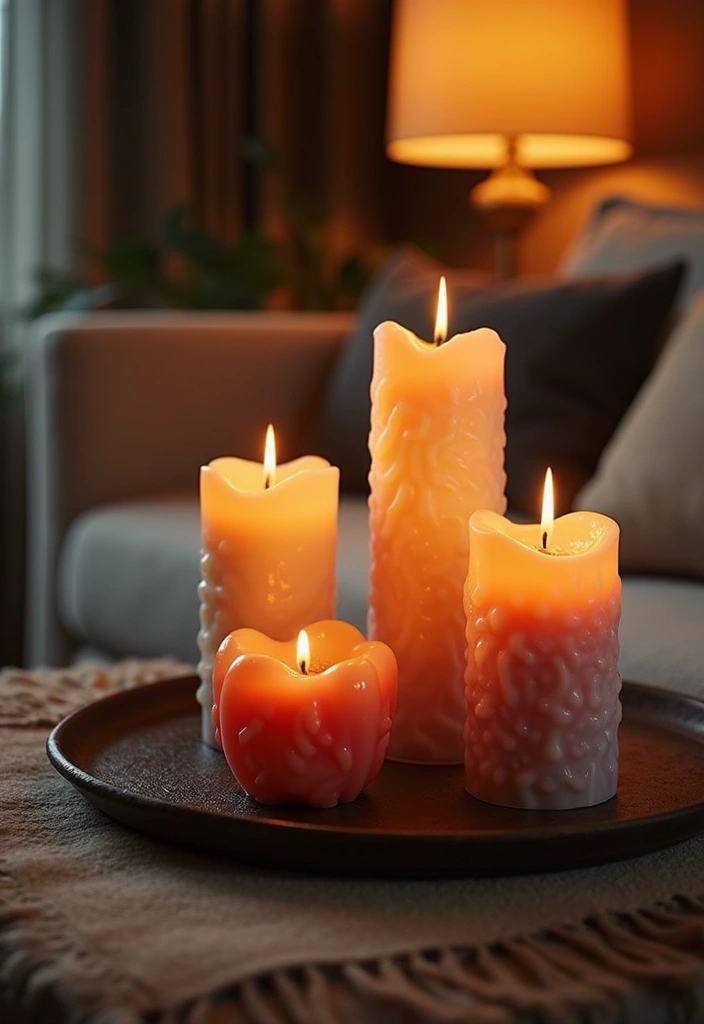 27 Rock n Roll Living Room Ideas That Feel Bold and Vintage - 19. Rock n Roll Inspired Candles