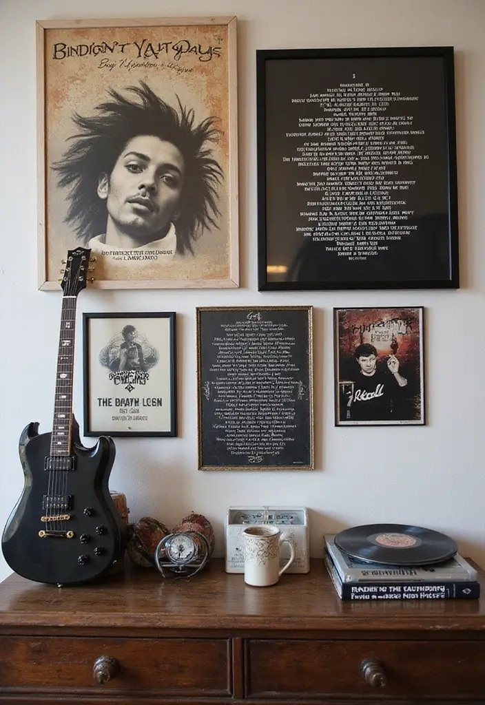 27 Rock n Roll Living Room Ideas That Feel Bold and Vintage - 22. Personalized Playlists and Decor