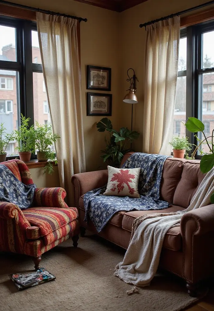 27 Rock n Roll Living Room Ideas That Feel Bold and Vintage - 26. Rock n Roll Themed Throws